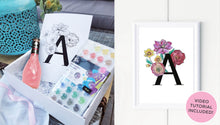 Load image into Gallery viewer, Watercolour Alphabet Initial Print - Craft Gift Box + Video Tutorial
